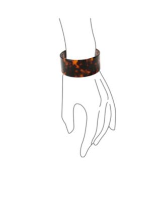 Fashion Statement Brown Golden Acrylic Marbled Leopard Tortoise Shell Wide Cuff Bangle
