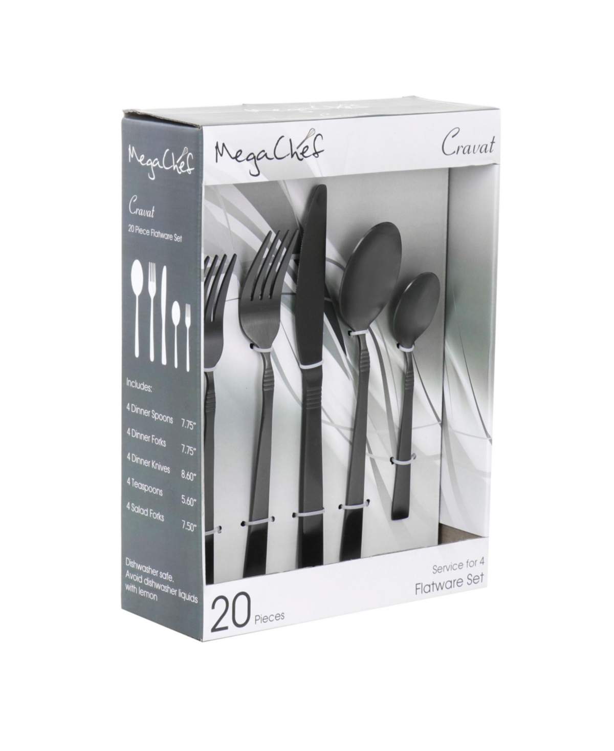 Megachef Cravat 20 Piece Flatware Utensil Set, Stainless Steel Silverware Metal Service for Matte Rose