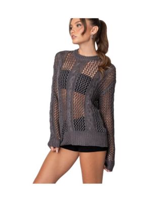 Women's Cable Open Knit Sweater