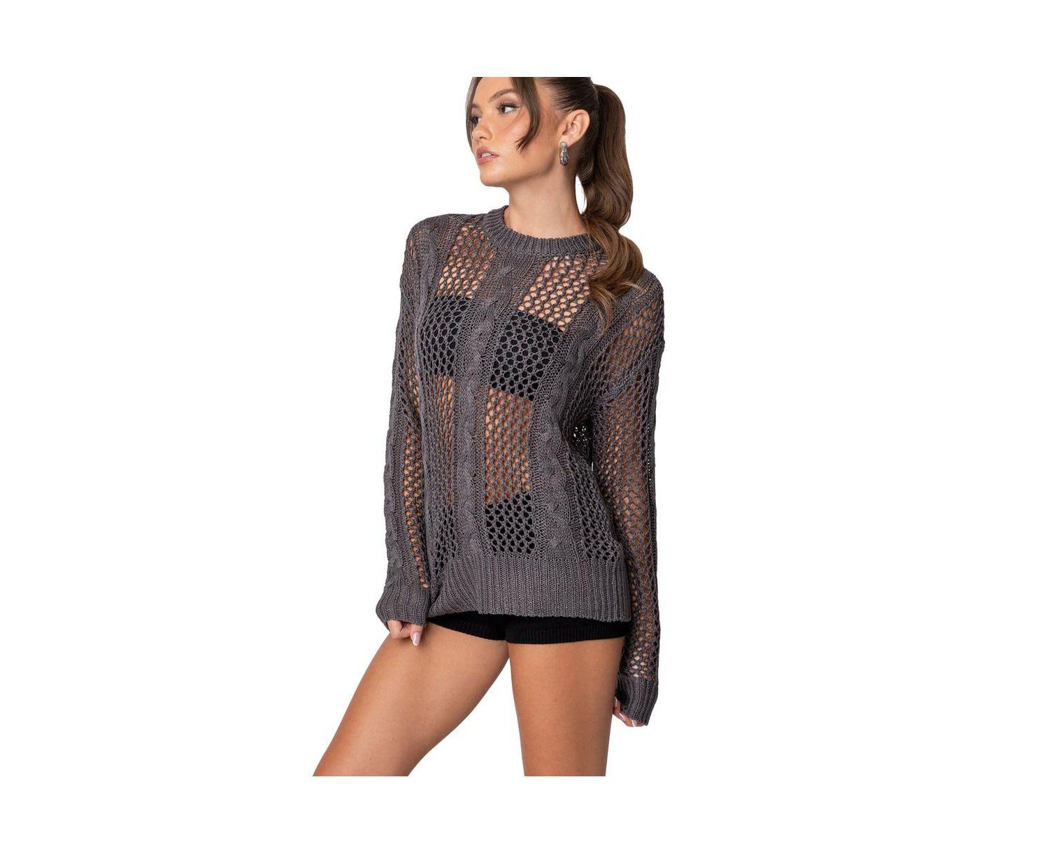 Women's Cable Open Knit Sweater