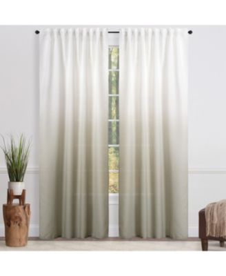 Premium 2-Panel Gradient Ombre Faux Belgian Flax Semi Sheer Curtains - for Windows Living Room Bedroom - Partial See Through Drapes for Privacy and Home52 x 63 Inches Long - Black Gray