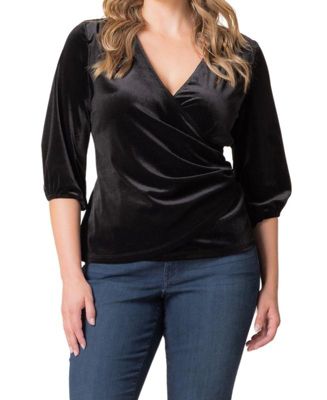 Plus Size Odette Velvet Faux Wrap Top