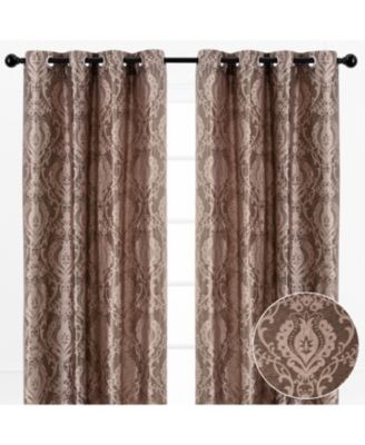 Premium Damask Pattern Luxury Curtains - Panels with Grommets - Elegant Jacquard Classy Design - Room Darkening 2 Panel Set
