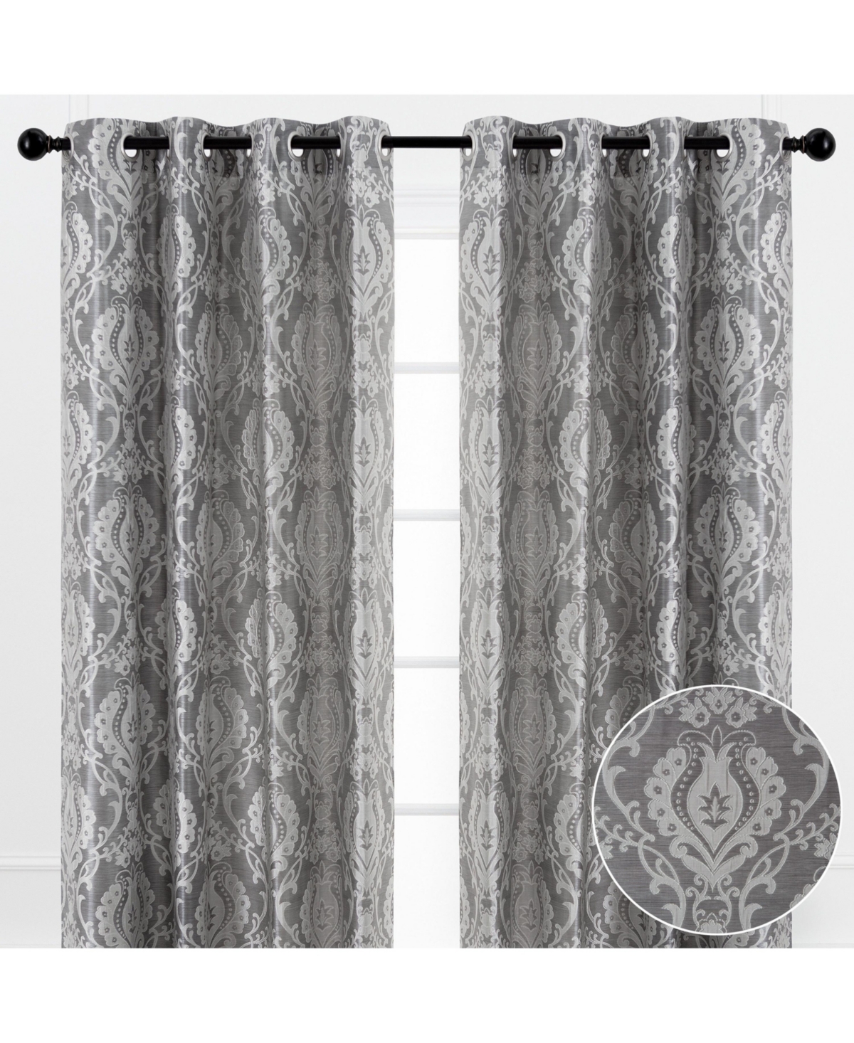 Chanasya Premium Damask Pattern Luxury Beige Curtains - 84 Inch Panels with Grommets - for Living Room Windows Bedroom Kitchen Dining - Elegant Jacqua