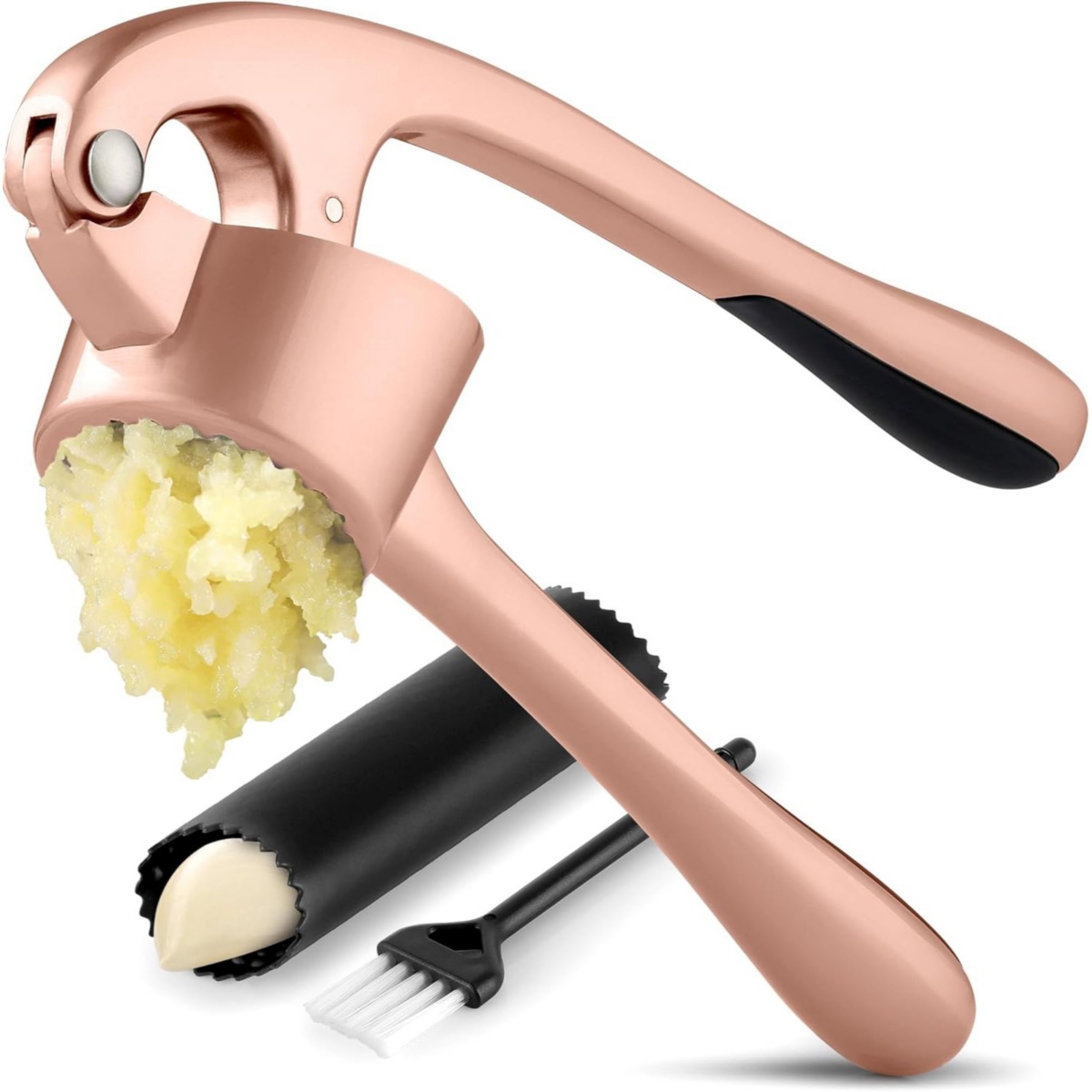Zulay Kitchen Premium Garlic Press Set - Bigger Bowl for Bigger Garlic