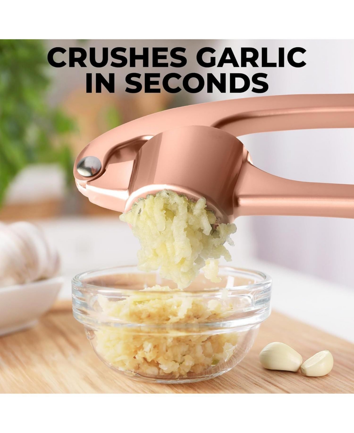 Zulay Kitchen Premium Garlic Press Set - Bigger Bowl for Bigger Garlic