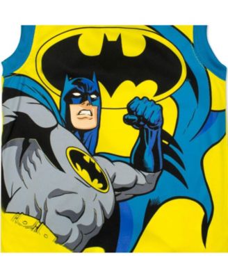 Little Boys Justice League Batman Graphic T-Shirt Sleeveless and Shorts 3 Piece Outfit Set to