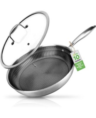 NutriChef 10'' Stir Fry Pan with Glass Lid - Triply Stainless Steel ...