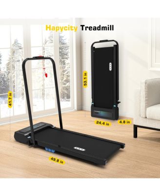 2 in 1 Under Desk Folding Treadmills Walking Running Machine 7.6MPH for Home Office Black
