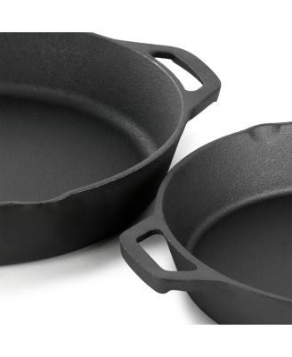 13 Piece Cast Iron Skillet Set with Tempered Glass Lids and Silicone Holders