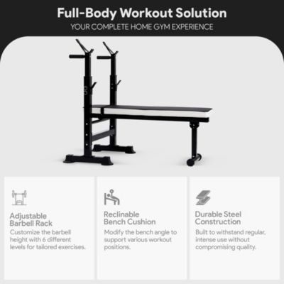 Adjustable Strength Training Workout Station, Black & White