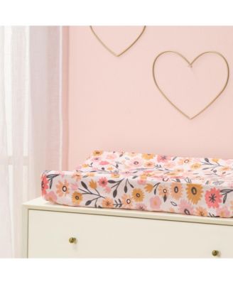 Little Garden Ultra-Soft Pink Minky Floral Baby Changing Pad Cover