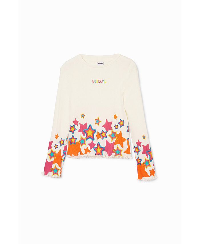 Desigual Girls Long Sleeve T-Shirt Navas — Colorful Reversible Knit Top For Fall & Winter