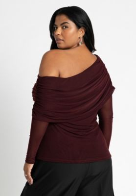 Women's Plus Size Foldover Drape Top