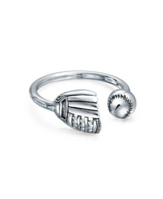 Sports Fan Baseball Catchers Mitt Keychain Horseshoe Type Key Ring Holder For Men Women .925 Sterling Silver Twist Ball Closure