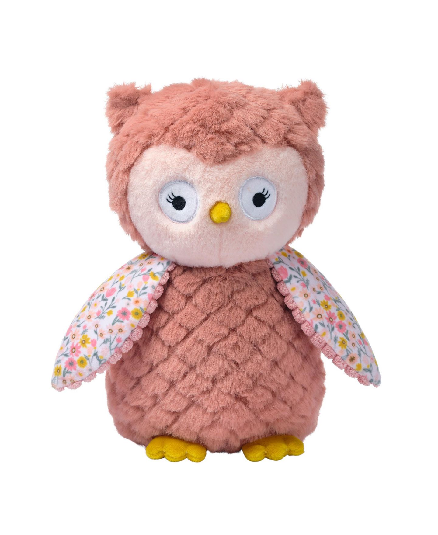Детская мягкая игрушка Lambs & Ivy Twiggy Textured Floral 10" Plush Owl, 1-Piece, цвет: Розовый — фото 1
