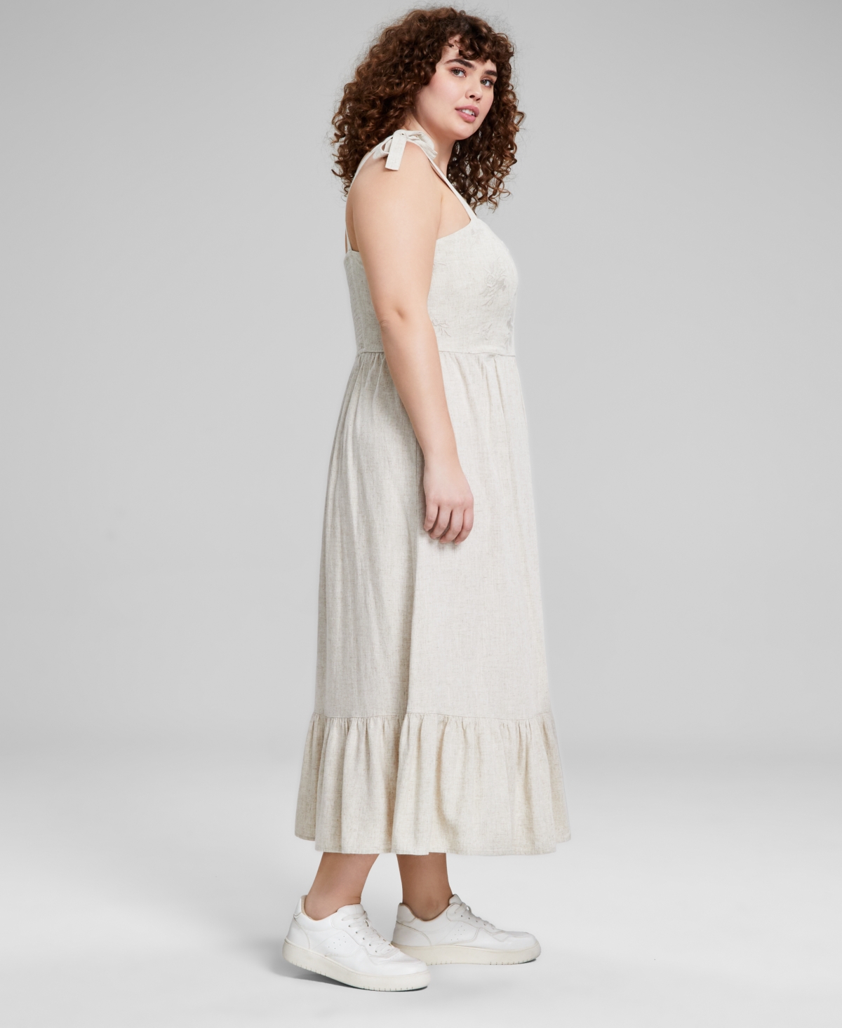 AND NOW THIS TRENDY PLUS SIZE SHOULDER-TIE EMBROIDERED DRESS, CREATED FOR MACY'S 