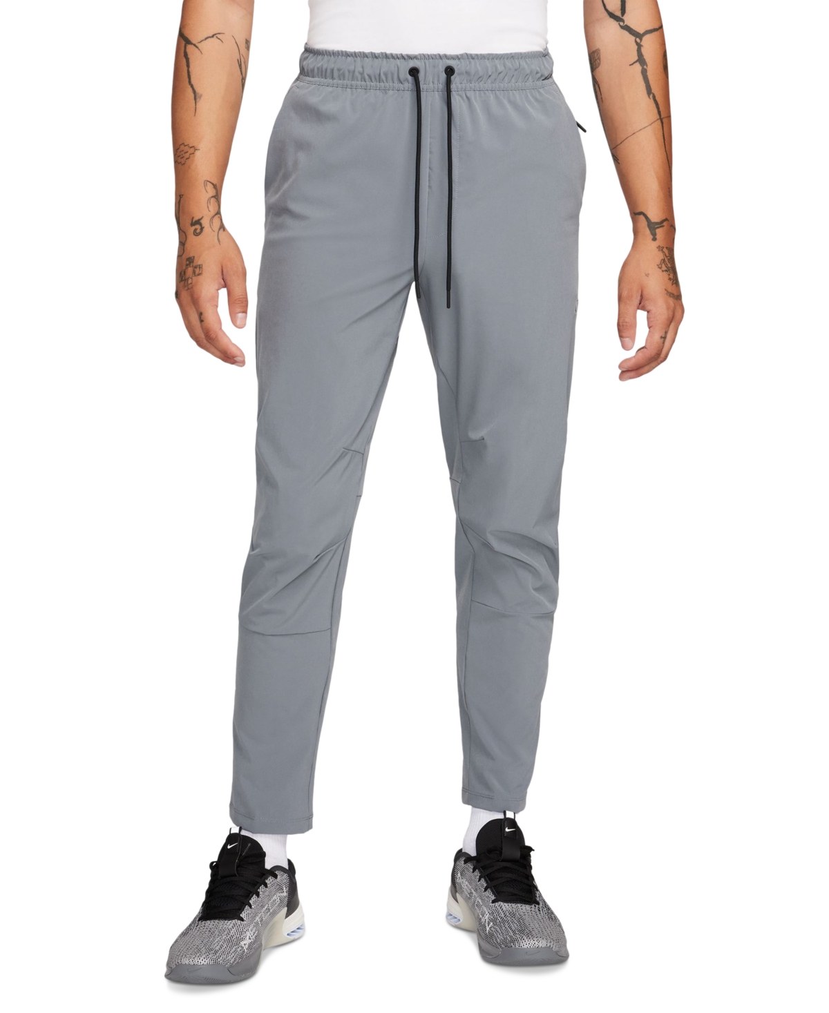 Nike Men's Unlimited Dri-fit Tapered-leg Drawstring Pants In Smoke Grey,black,(smoke Grey)