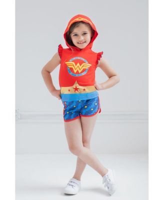 Toddler Girls Wonder Woman Tank Top and Active Retro Dolphin French Terry Shorts to