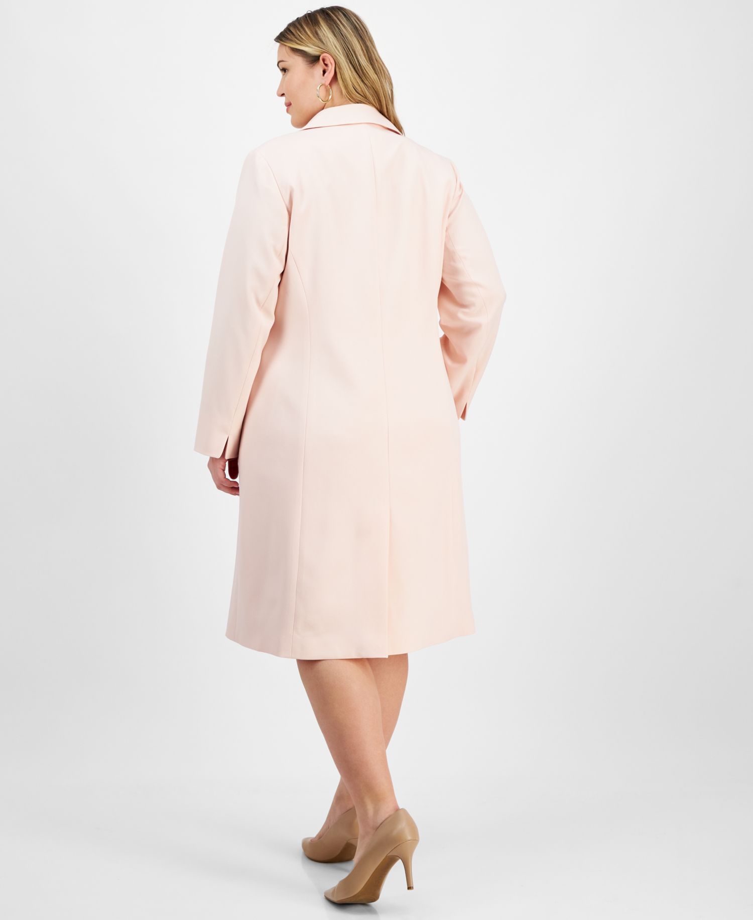 Plus Size Elongated Blazer 2 Piece Dress Suit