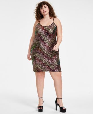 Bar III - Trendy Plus Size Sequined Mini Dress