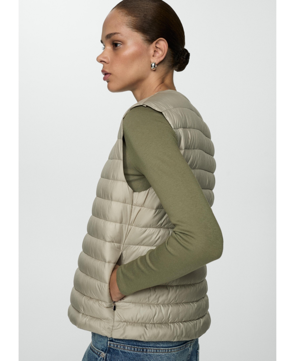 Mango Quilted Gilet Light Heather Grey In Light Heather Gray