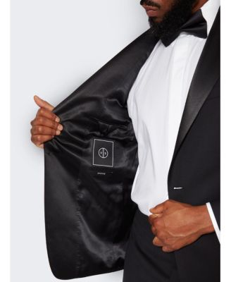Men's Men s Black Wool Tuxedo Jacket with Satin Shawl Lapels