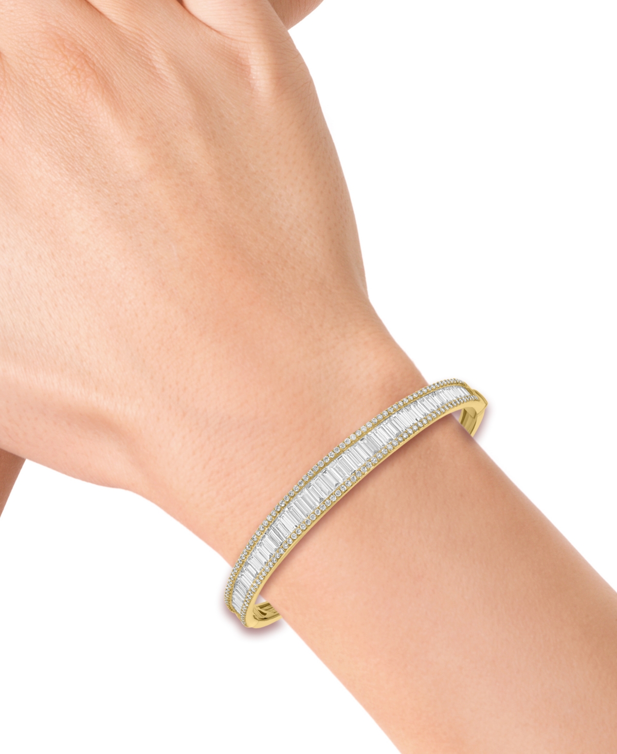 EFFY COLLECTION EFFY LAB GROWN DIAMOND BAGUETTE & ROUND BANGLE BRACELET (4-1/2 CT. T.W.) IN 14K WHITE OR YELLOW GOLD 