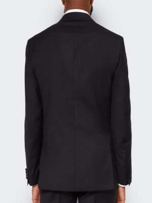 Men's Men s Black Wool Tuxedo Jacket with Satin Peak Lapels
