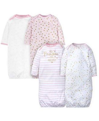 Baby Girls 4-Pack Gowns, Golden Floral, 0-6 Months