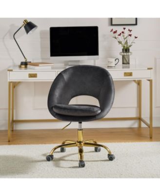 Modern Velvet Office Chair with Adjustable Swivel for Study Vanity
