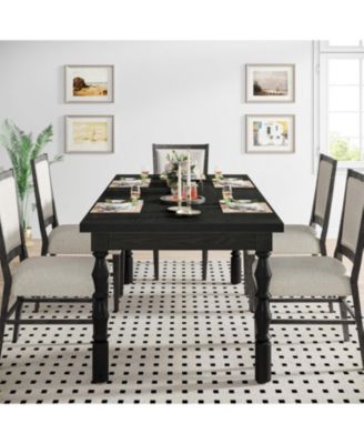 62” Wood Dining Table for 4-6 People, Farmhouse Large Rectangle Kitchen Table, Dinner Table Kitchen & Dining Room Furniture