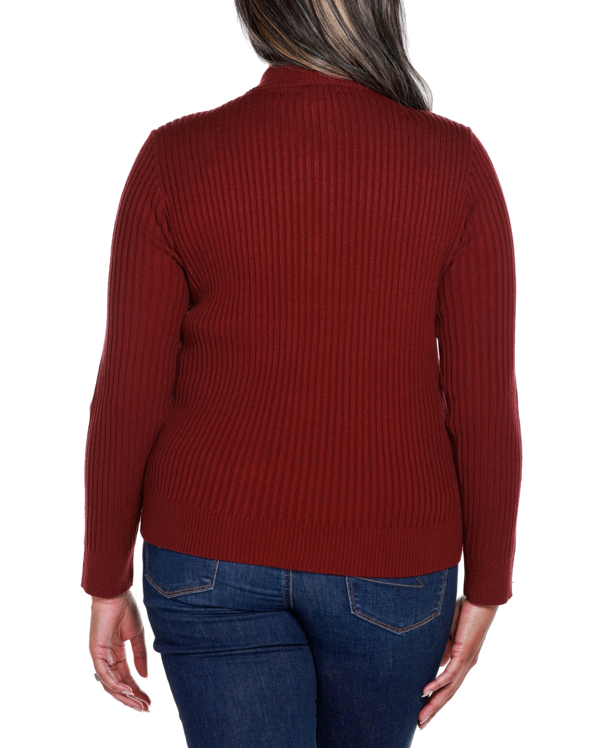 Belldini Black Label Plus Size Rib and Cable Quarter-Zip Sweater