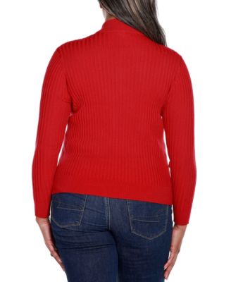 Black Label Plus Size Ribbed Mock Neck Half-Zip Sweater