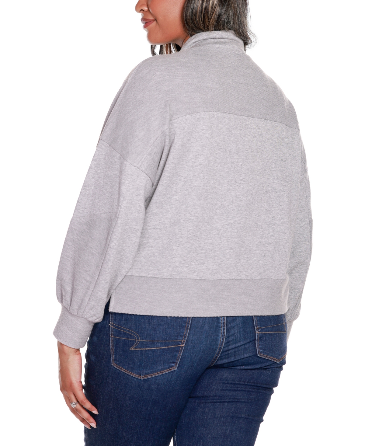Belldini Plus Size Grommet Detail Mock Neck Knit Top