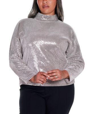macy's black sequin top