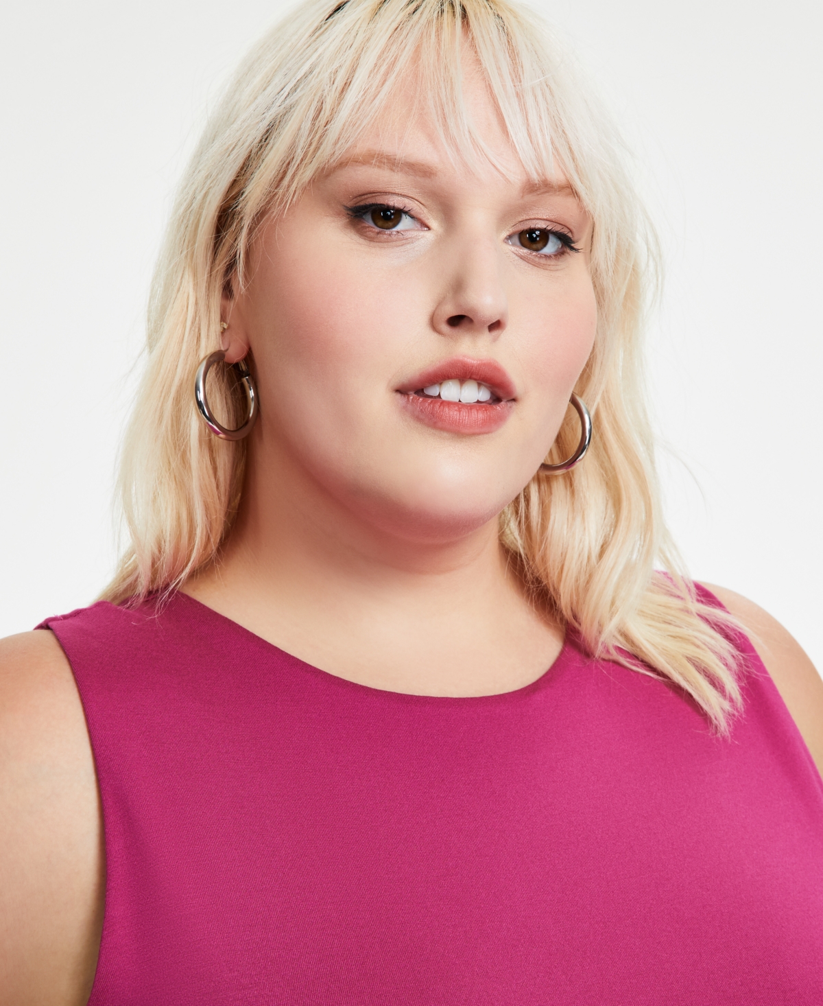 Bar Iii Trendy Plus Size Sleeveless Jersey Crewneck Top, Created for Macy's