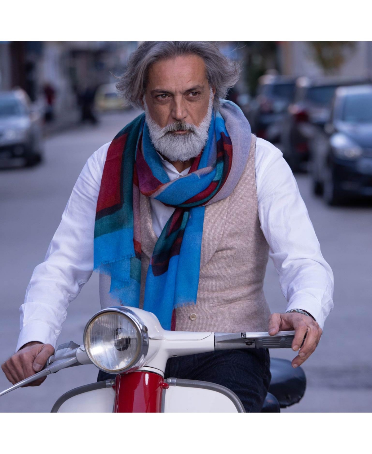 Madrid - Wool Scarf for Women - Blue