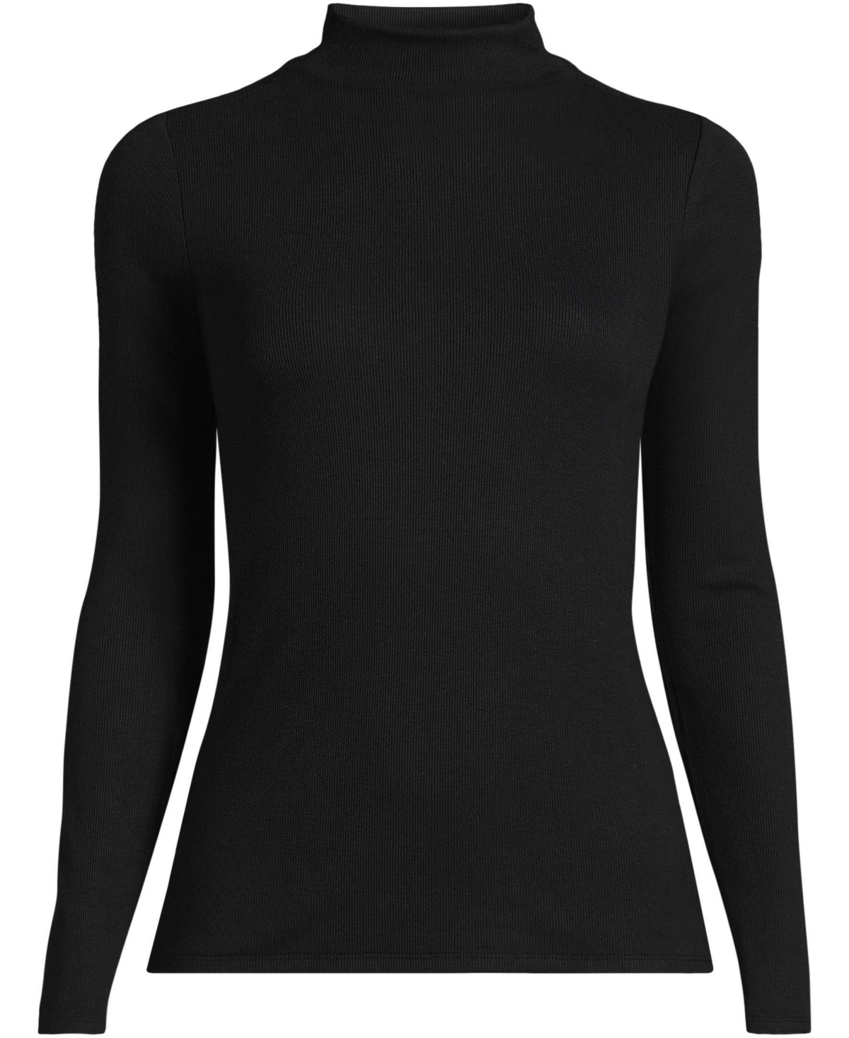 Lands' End Plus Size Drapey Rib Skimming Long Sleeve Mock Neck