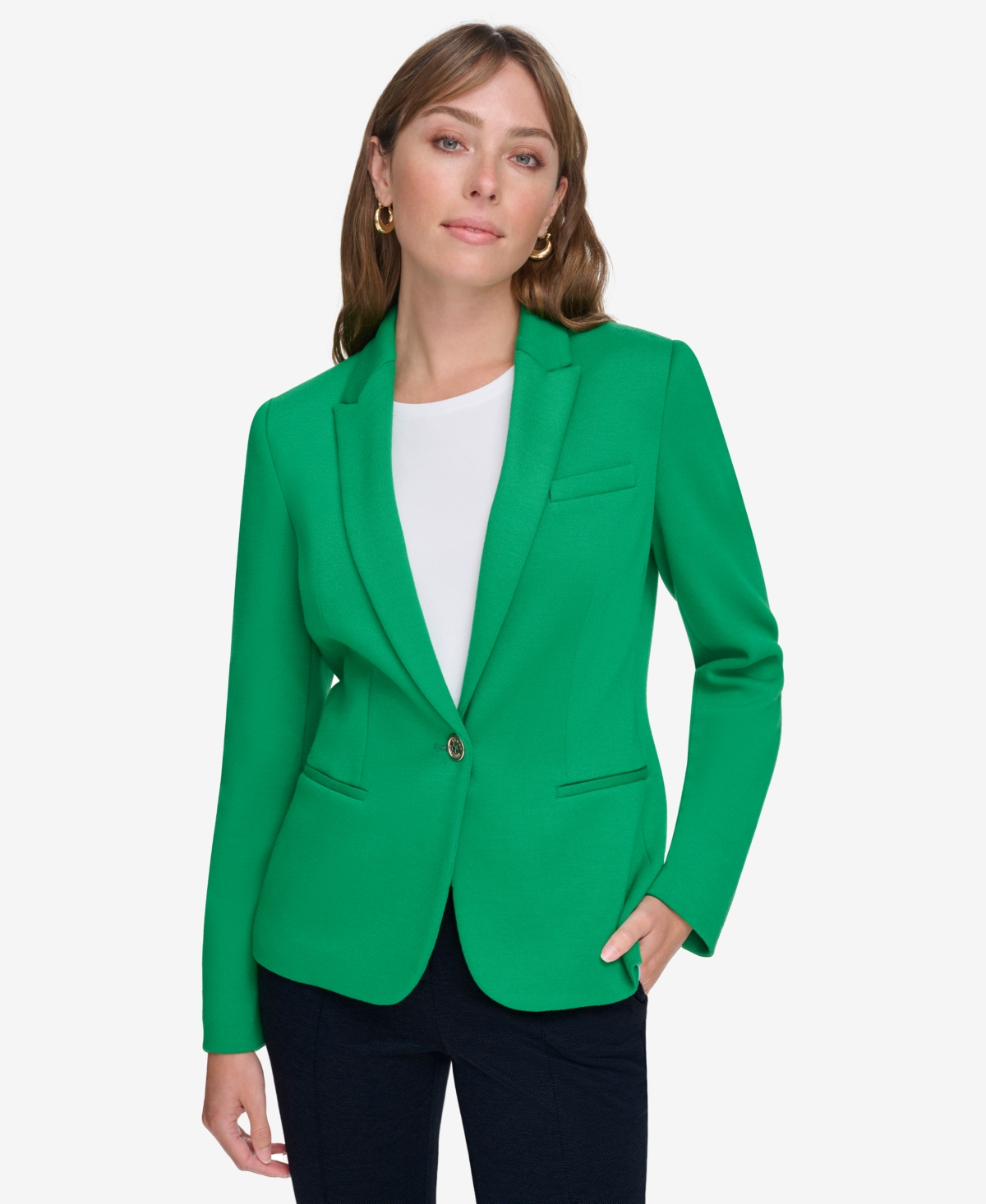 Women's Scuba Peak-Lapel Long-Sleeve Blazer - Jolly Gree