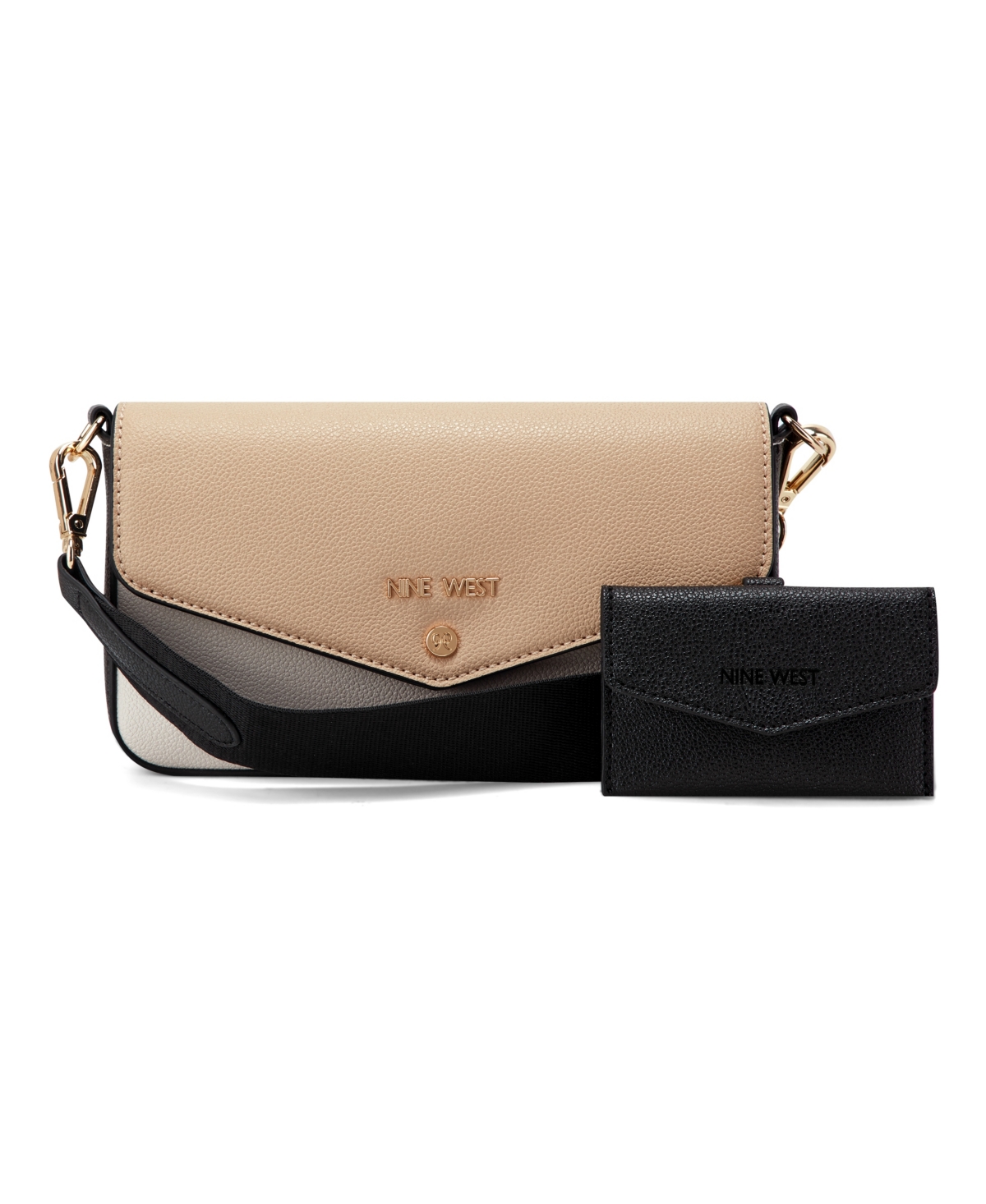 Nine West Peaches Crossbody Flap With Card Case In Khaki Multi