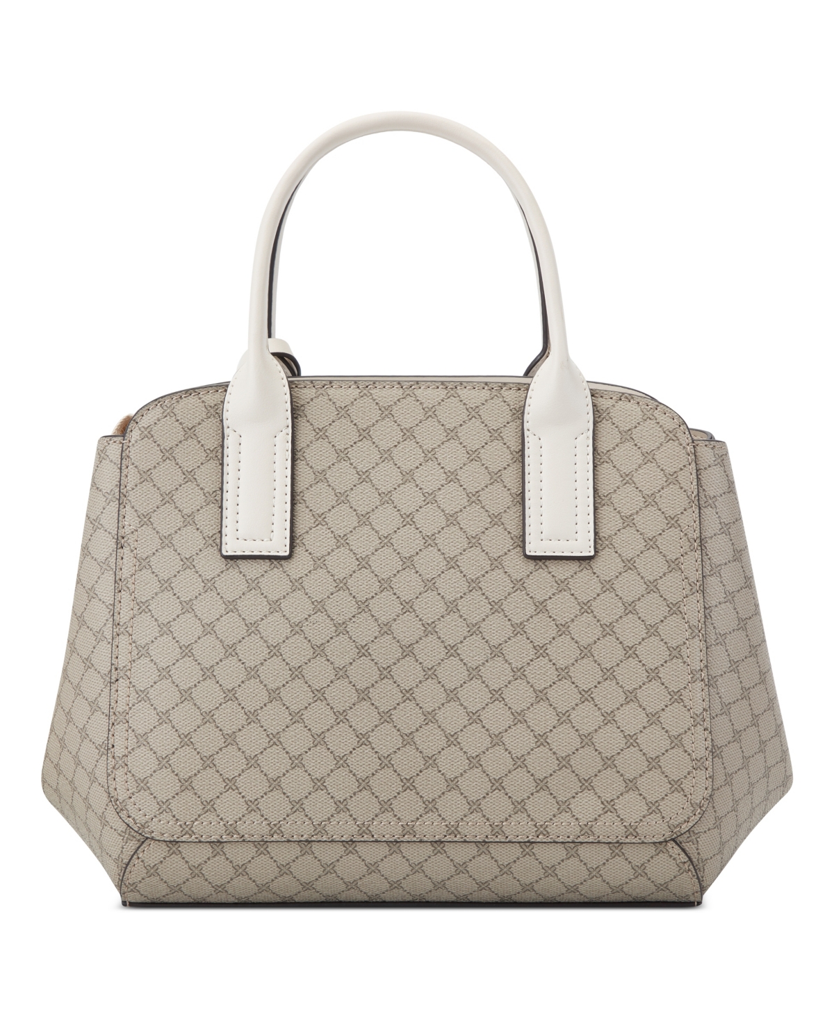 Shop Nine West Morden Large Satchel Bag In Beige Logo Milk