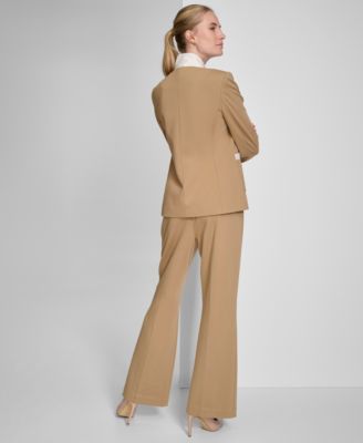 Tommy Hilfiger Womens Colorblocked Patch Pocket Blazer High Rise Jersey Pants In Tigr Eye,i