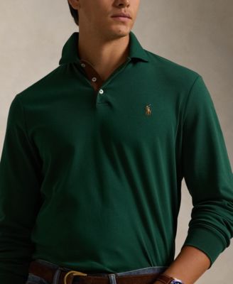 Men's Classic-Fit Long Sleeve Soft Cotton Polo Shirt