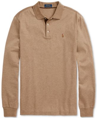 Men's Classic-Fit Long Sleeve Soft Cotton Polo Shirt