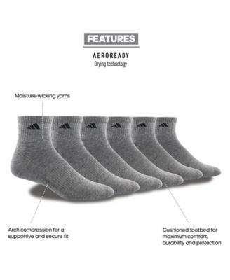 Men's Athletic 6-Pk. Cushioned Quarter Socks
