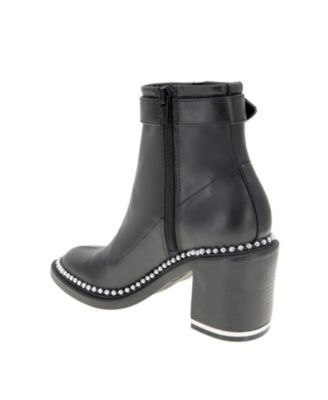 BCBGeneration Women's Braxi Stud Block Heel Buckle Casual Booties