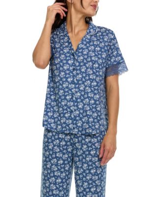 Women's Janelle Notch Top and Capri Pajama Set
