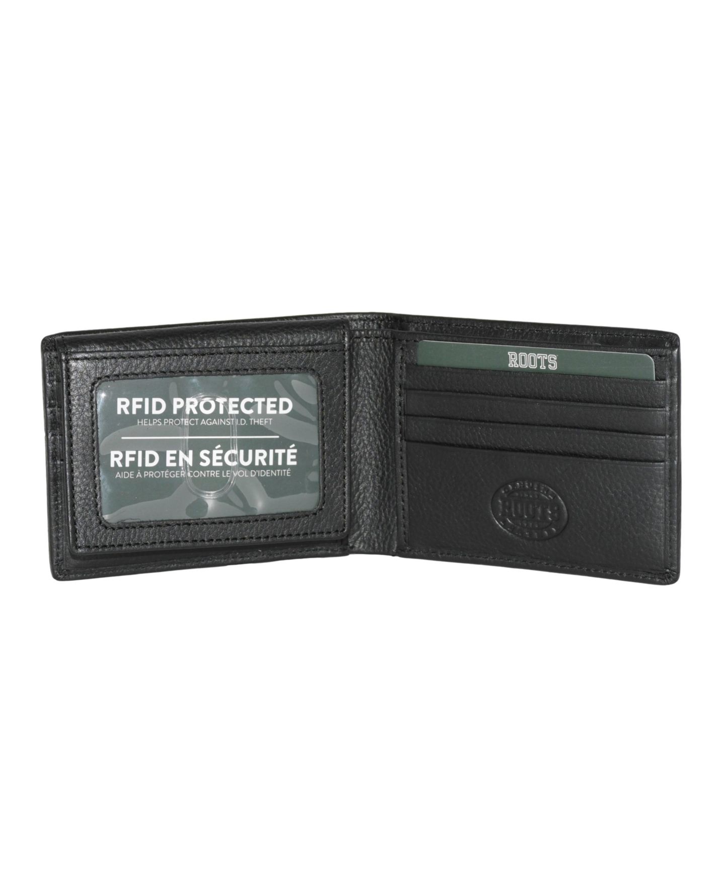 Мужской кошелёк Roots Men Leather Slimfold Wallet with Removable ID, цвет: Чёрный — фото 5