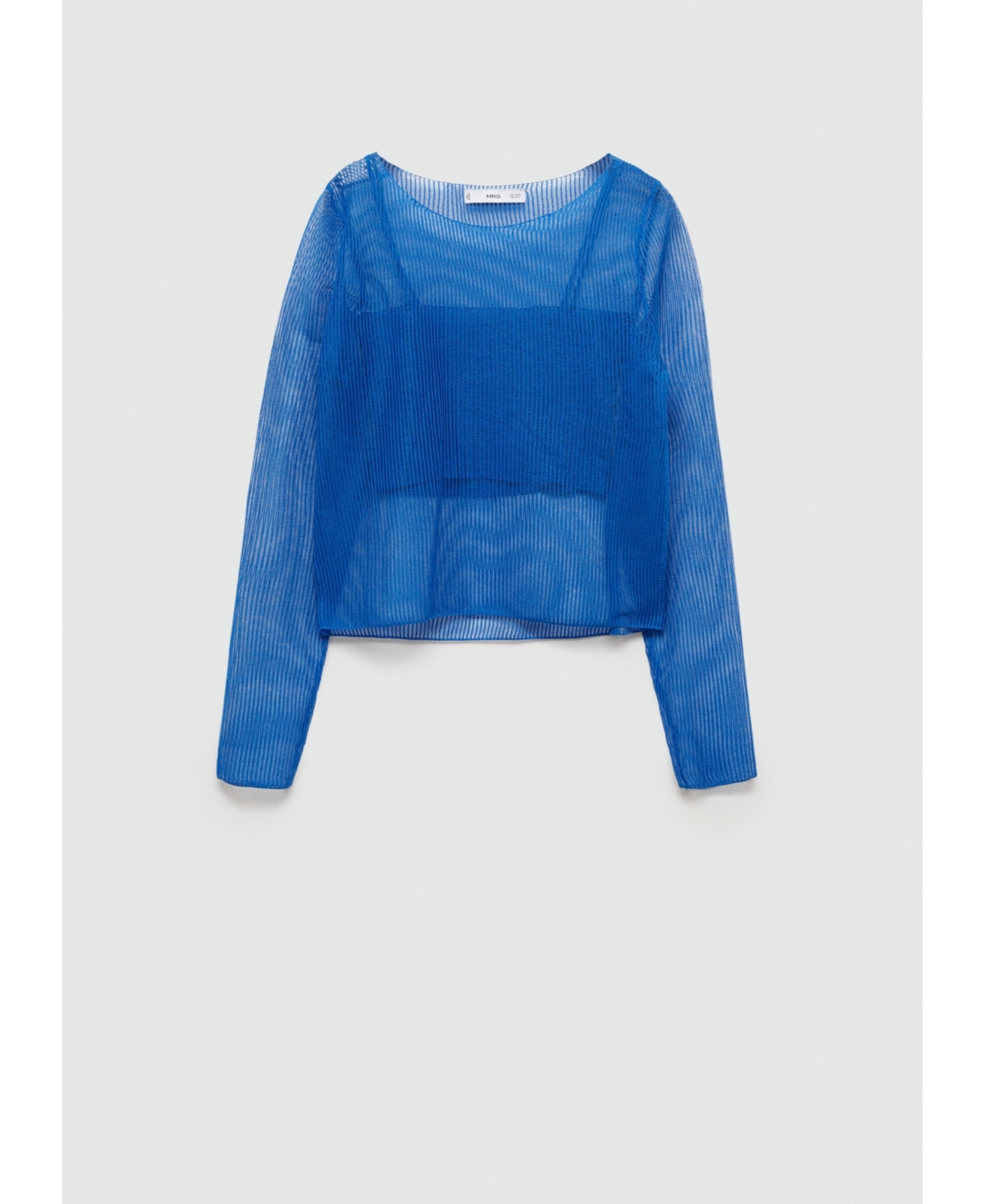 Mango Sheer Crop Sweater In Vibrant Blue